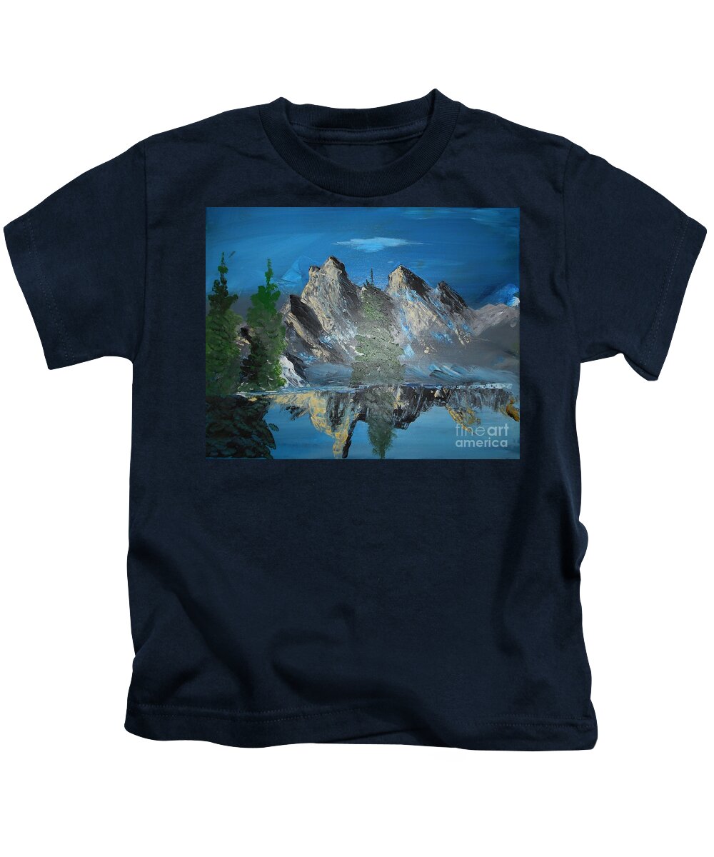 Mountains Kids T-Shirt featuring the painting Mountain Reflection Painting # 364 by Donald Northup