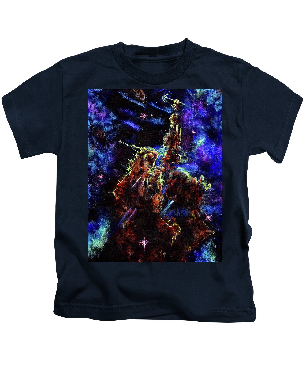 Space Kids T-Shirt featuring the painting Mystic Mountain by Megan Thompson- The Morrigan Art