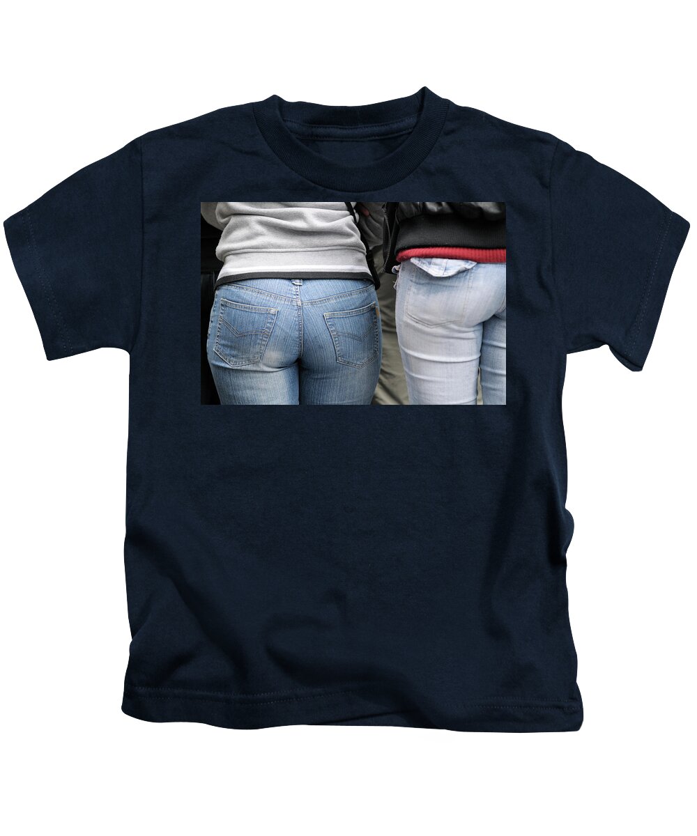 France Kids T-Shirt featuring the photograph Nice looking derriere, Techno Parade, Paris, France by Kevin Oke