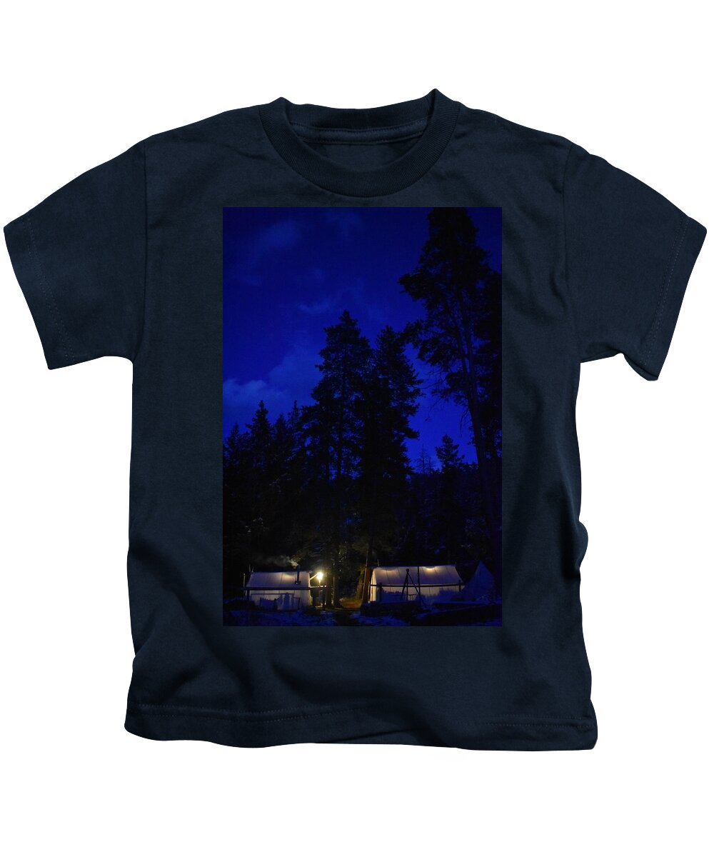 Western Art Kids T-Shirt featuring the photograph Night Life by Alden Ballard
