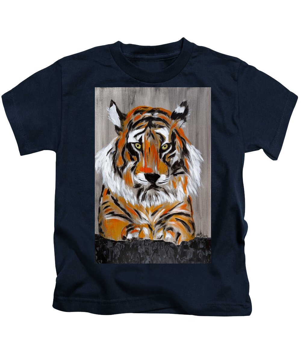 Tiger Kids T-Shirt featuring the painting Night Watch by Brent Knippel