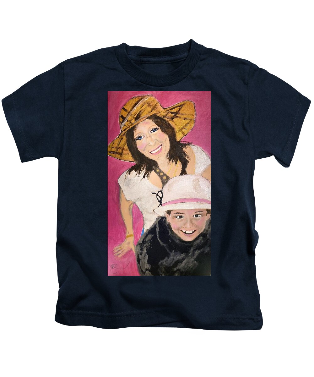 Grandma Kids T-Shirt featuring the painting Norma and Isaah by Melody Fowler
