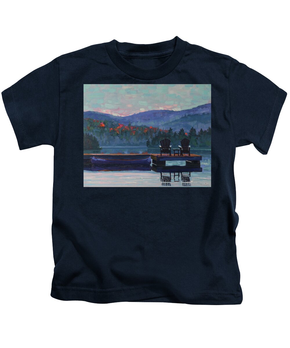 2656 Kids T-Shirt featuring the painting Oxtongue Morning Empty Chairs by Phil Chadwick