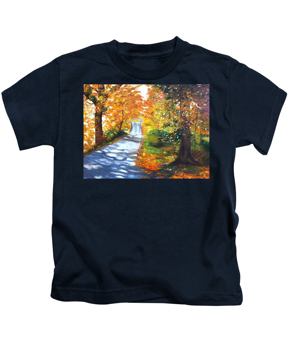 Fall Color Kids T-Shirt featuring the painting Path to Joy by Juliette Becker