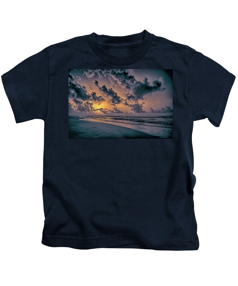 North Carolina Kids T-Shirt featuring the photograph Peace on the Beach by Dan Carmichael