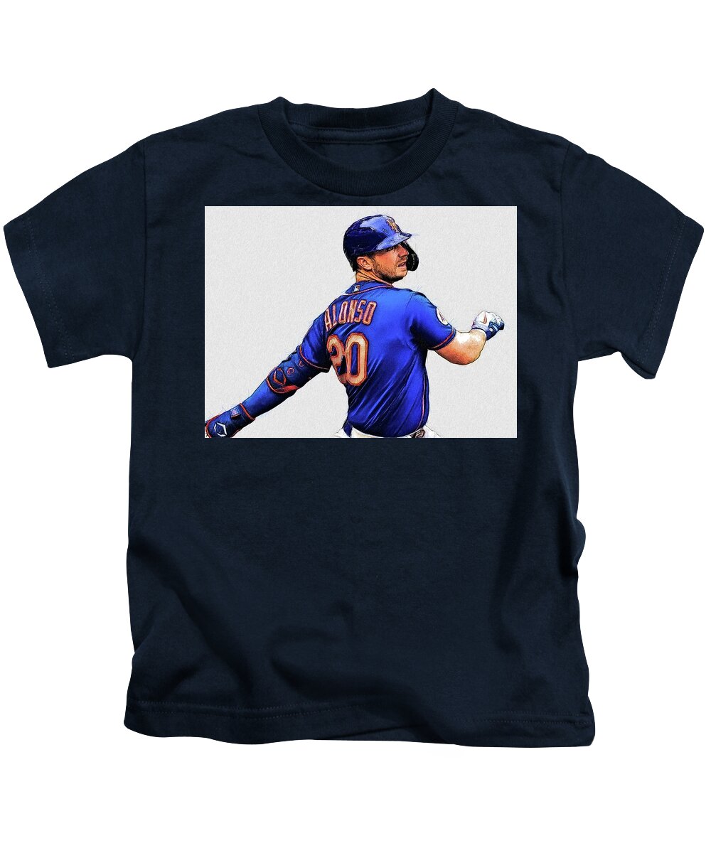 Pete Alonso - 1B - New York Mets Kids T-Shirt by Bob Smerecki - Pixels