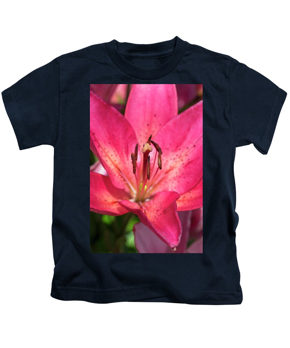 Flower Kids T-Shirt featuring the photograph Pink Longiflorum-Asiatic Lily by Dawn Cavalieri