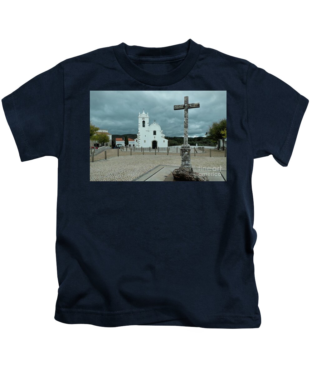 Portugal Kids T-Shirt featuring the photograph Querenca main square in Loule by Angelo DeVal