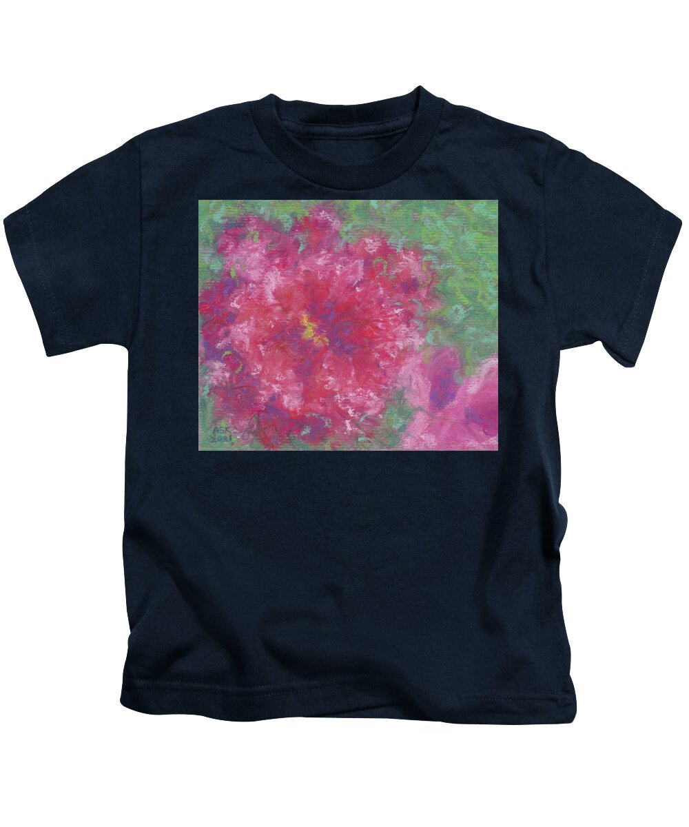 Roses Kids T-Shirt featuring the pastel Red Roses at the Pond 1 by Anne Katzeff