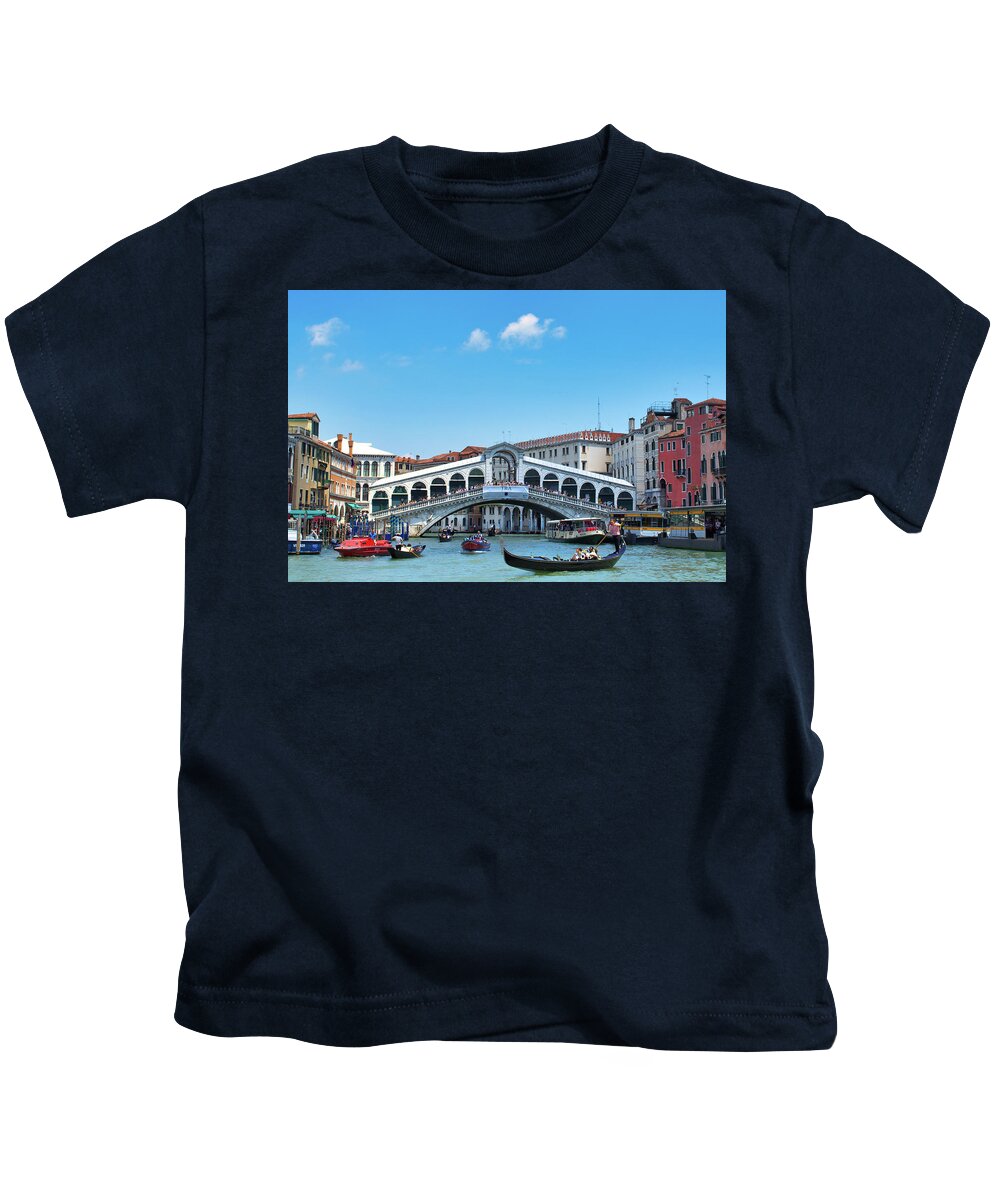 Venice Kids T-Shirt featuring the photograph Rialto Bridge in Venice by Matthew DeGrushe