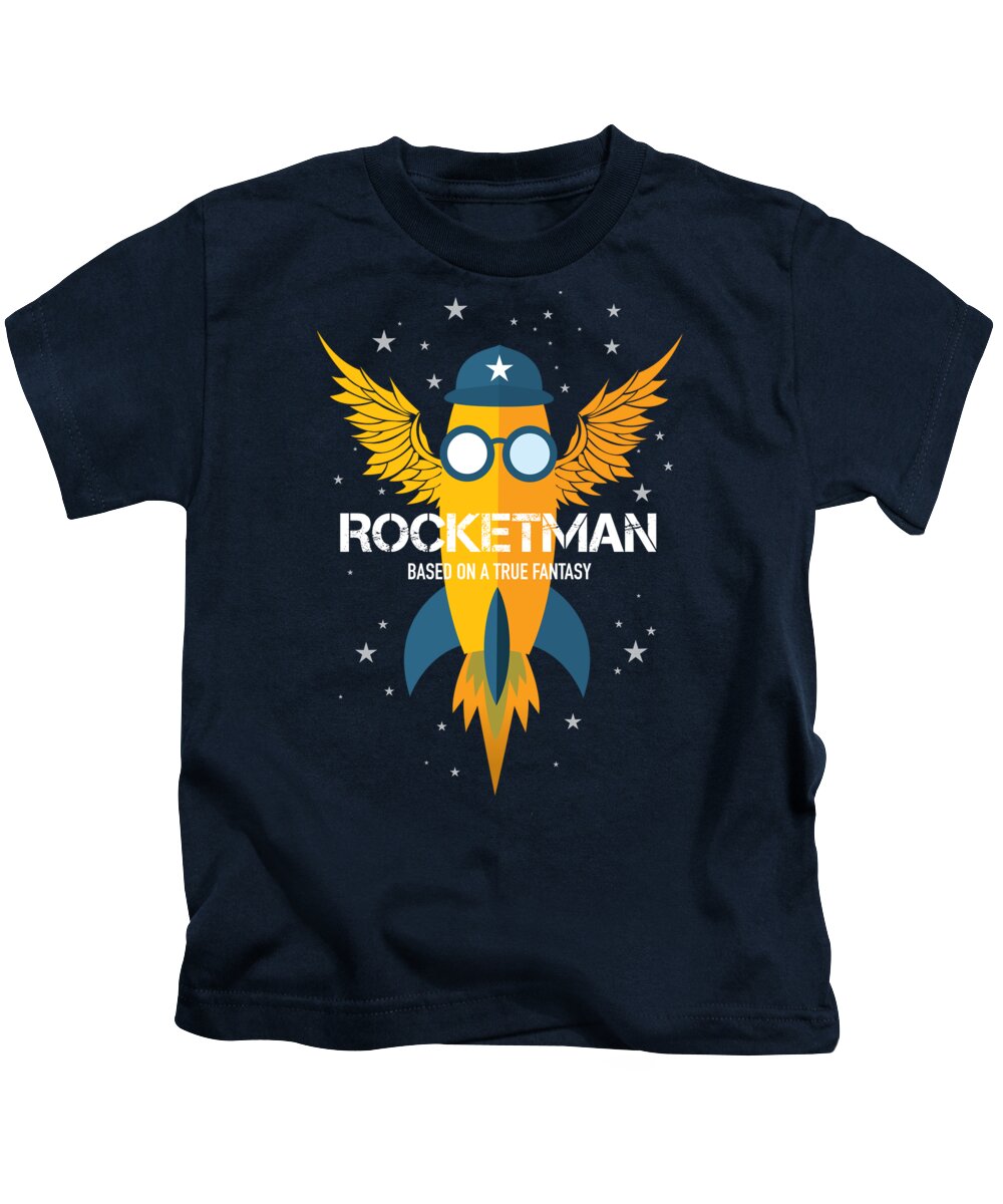 Movie Poster Kids T-Shirt featuring the digital art Rocketman - Alternative Movie Poster by Movie Poster Boy