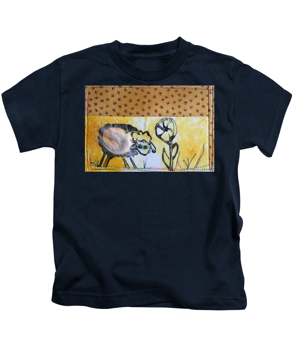 Sheep Kids T-Shirt featuring the mixed media Sheep by Vivian Aumond
