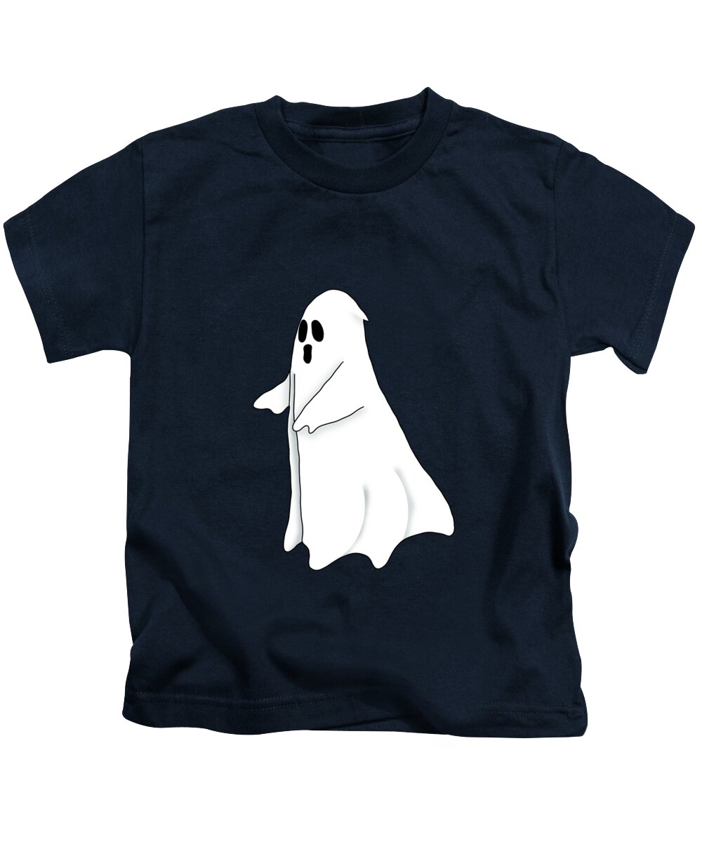 Holiday Kids T-Shirt featuring the digital art Simple Ghost for Halloween by Colleen Cornelius