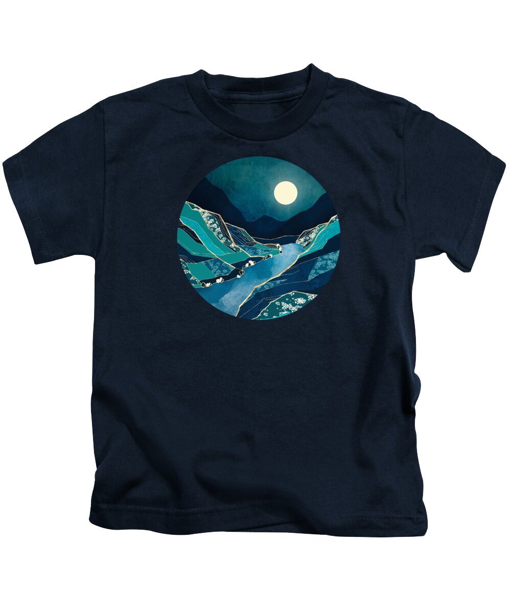 Spring Kids T-Shirt featuring the digital art Spring River Night by Spacefrog Designs