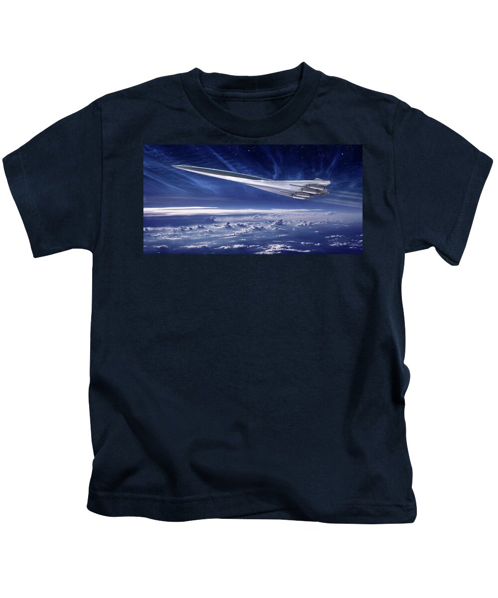 Aerospace Kids T-Shirt featuring the digital art SST - 70,000 feet by James Vaughan
