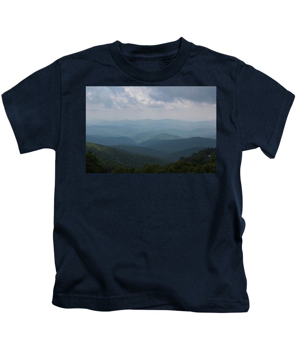 Blue Ridge Mountains Kids T-Shirt featuring the photograph Stacked Mountains on the Blue Ridge Parkway by Joni Eskridge