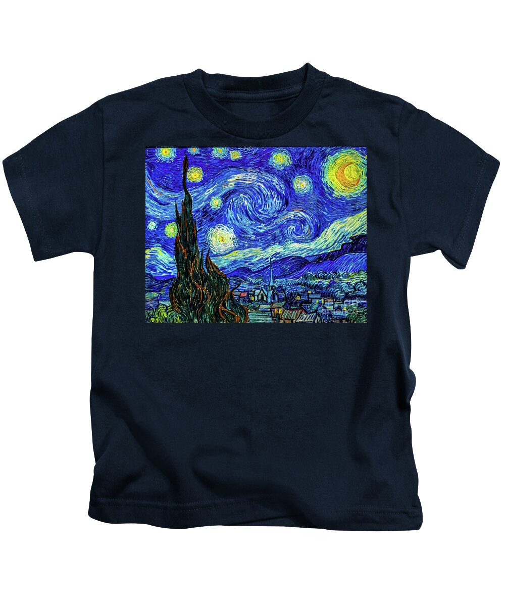 Starry Kids T-Shirt featuring the painting Starry Night by Vincent Van Gogh by Vincent Van Gogh