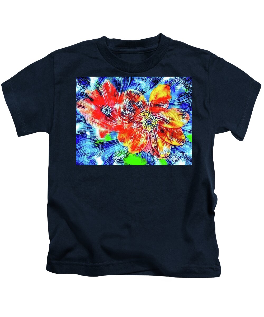 Floral Kids T-Shirt featuring the photograph Sunset Dahlia Spiral by Jack Torcello