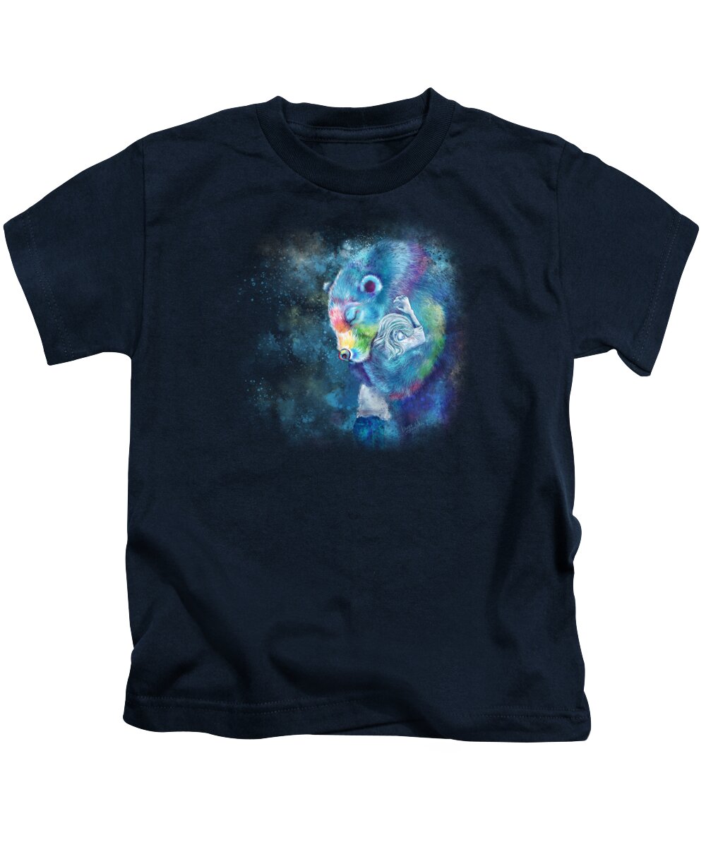 Bear Kids T-Shirt featuring the digital art Sympathy Bear Hug - Blue by Laura Ostrowski