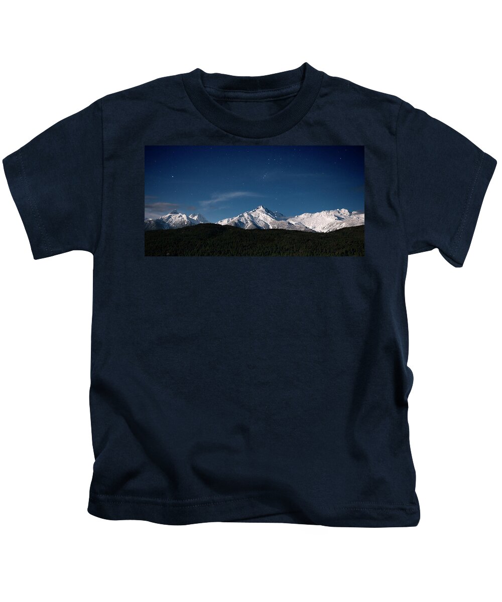 617 Kids T-Shirt featuring the photograph Tantulas Mountain Range Stars by Sonny Ryse