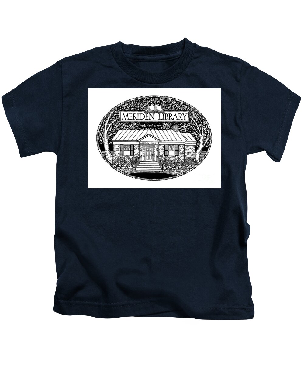 Library Kids T-Shirt featuring the drawing The Meriden Library Logo by Amy E Fraser