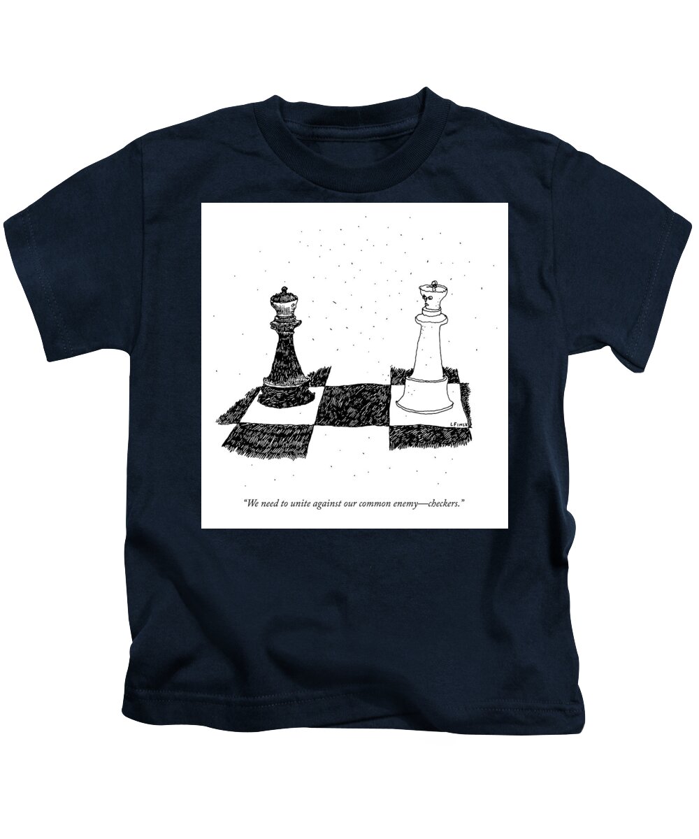 A26092 Kids T-Shirt featuring the drawing Unite Against Our Common Enemy by Liana Finck