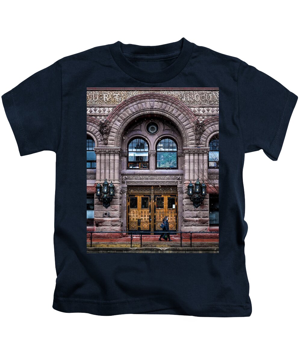 Architecture Kids T-Shirt featuring the photograph Urban Winter by Dee Potter