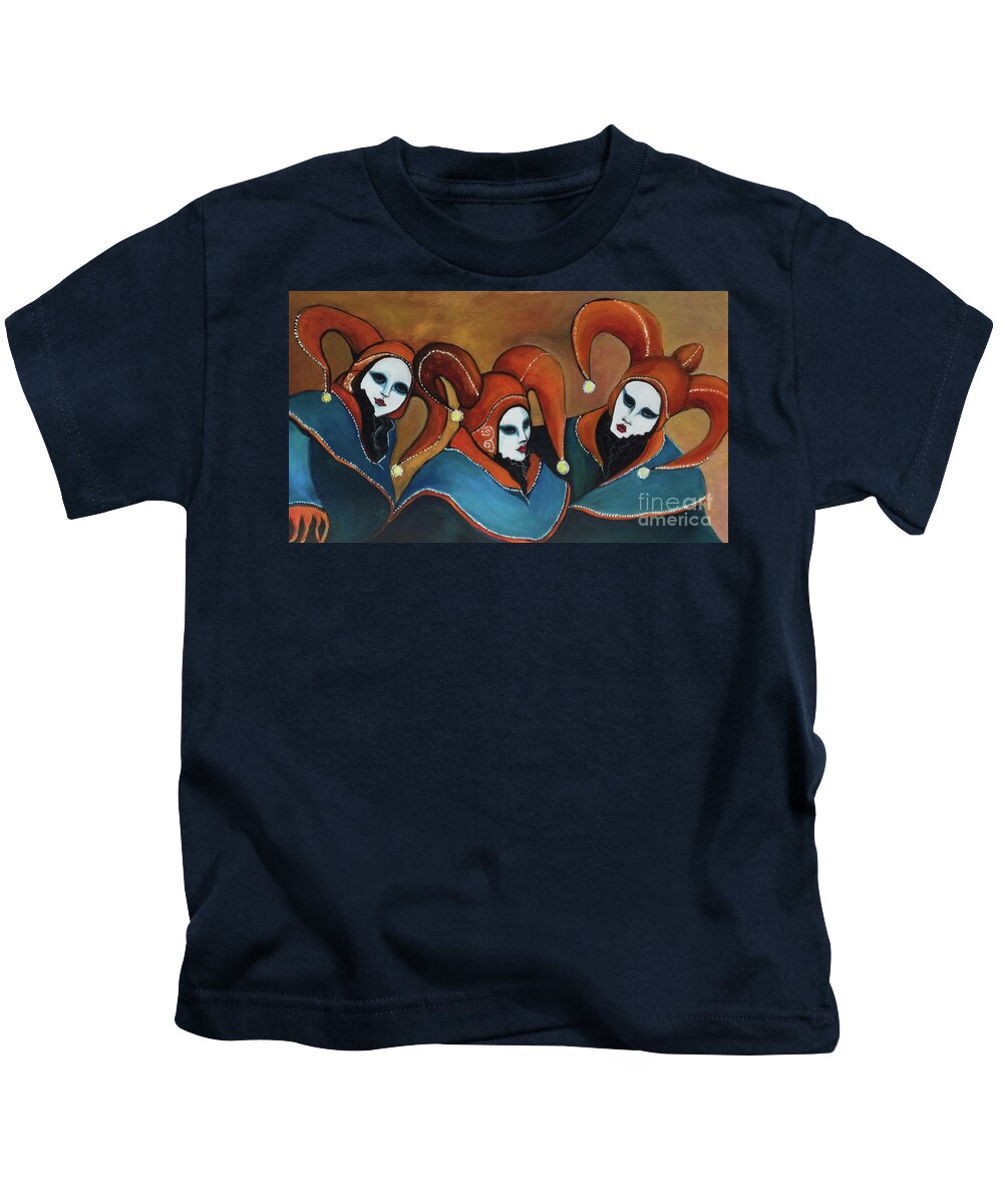 Venice Kids T-Shirt featuring the painting Venice carnaval by Lana Sylber