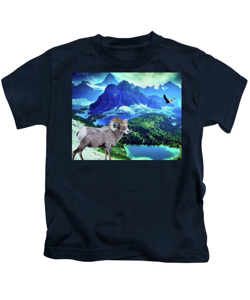 Rockies Kids T-Shirt featuring the digital art Bighorn Perspective by Norman Brule