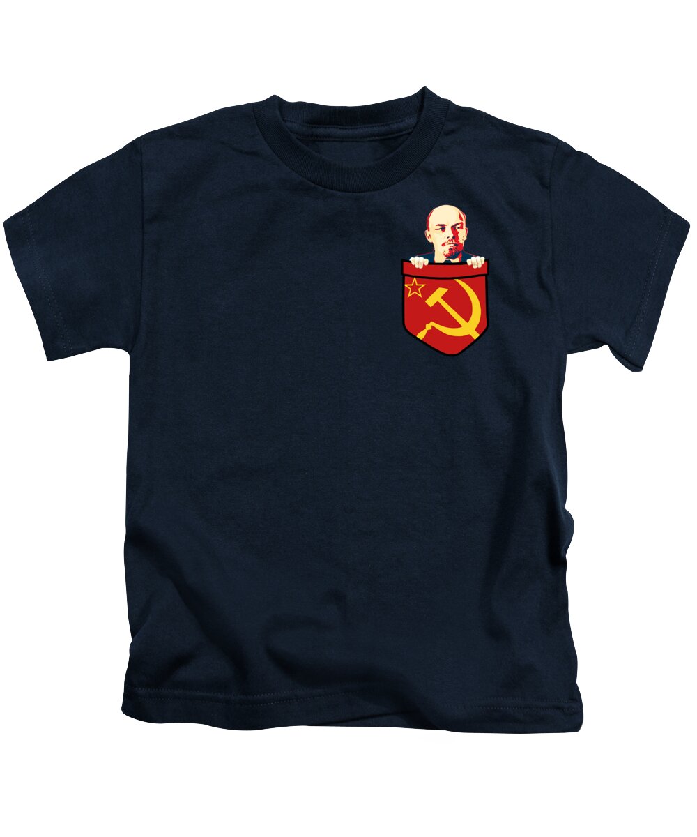 Cuba Kids T-Shirt featuring the digital art Vladimir Lenin Communism Chest Pocket by Megan Miller