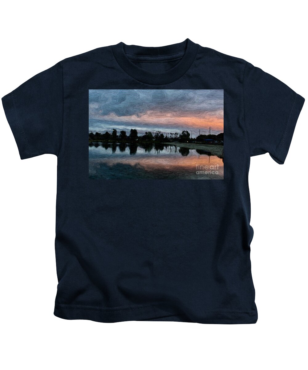 Lagoon Kids T-Shirt featuring the photograph Winter Sunset on Lagoon by Katherine Erickson