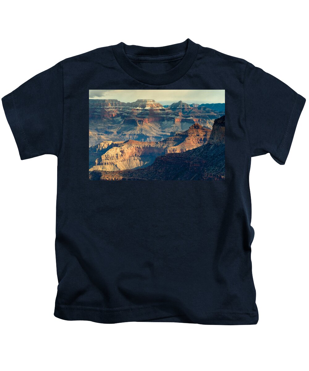 Snow Grand Canyon Winter Arizona Landscape Fstop101 Kids T-Shirt featuring the photograph Wintery Grand Canyon by Geno Lee