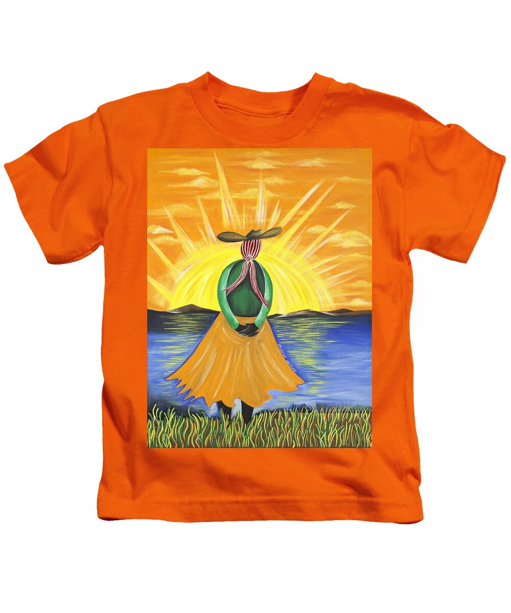 Sabree Kids T-Shirt featuring the painting Spiritual Awakening by Patricia Sabreee