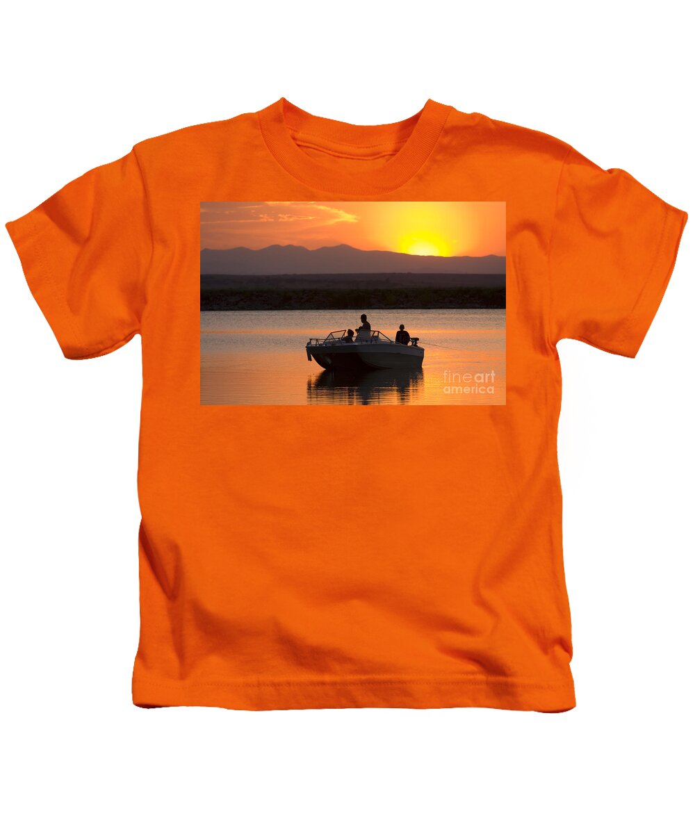 Colorado Kids T-Shirt featuring the photograph Fishing at Sunset #4 by Steven Krull
