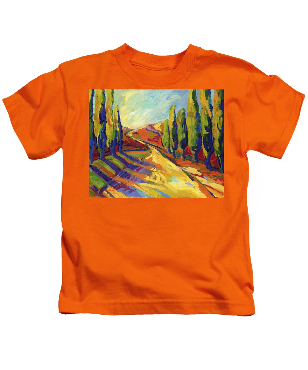 Landscapes Kids T-Shirt featuring the painting Afternoon Shadows by Konnie Kim