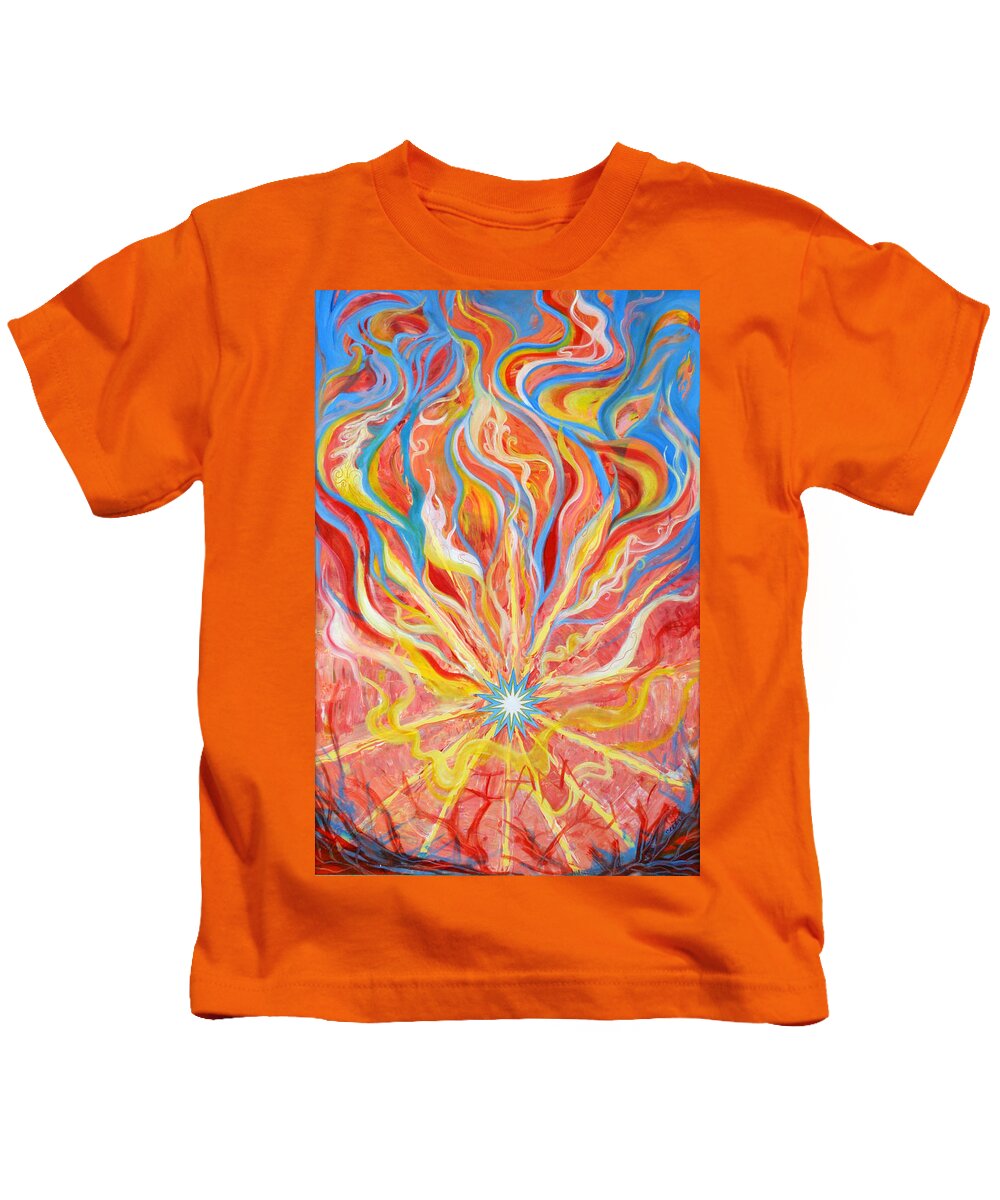 Biblical Kids T-Shirt featuring the painting Burning Bush by Anne Cameron Cutri