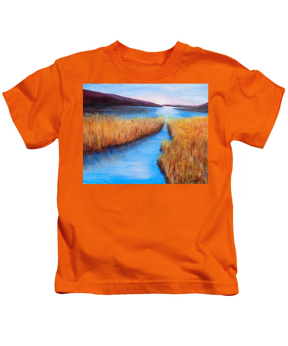 Pond Reflections Painting Kids T-Shirt featuring the painting Carolina Country Marsh by Deborah Naves