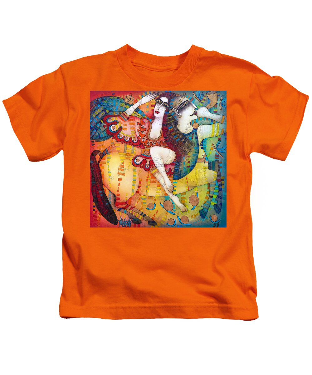Centaur Kids T-Shirt featuring the painting Centaur in love by Albena Vatcheva