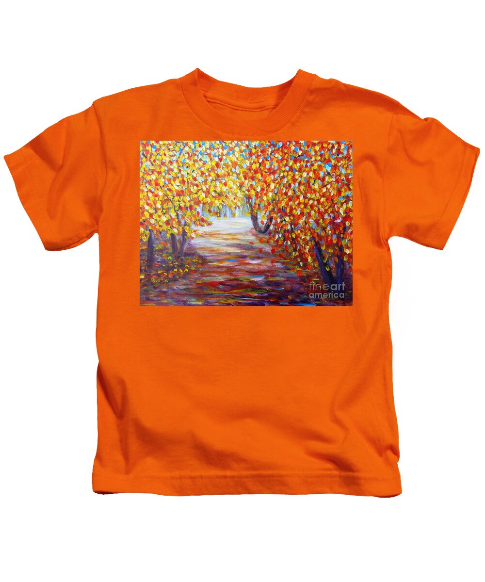 Painting Kids T-Shirt featuring the painting Colorful Autumn by Cristina Stefan