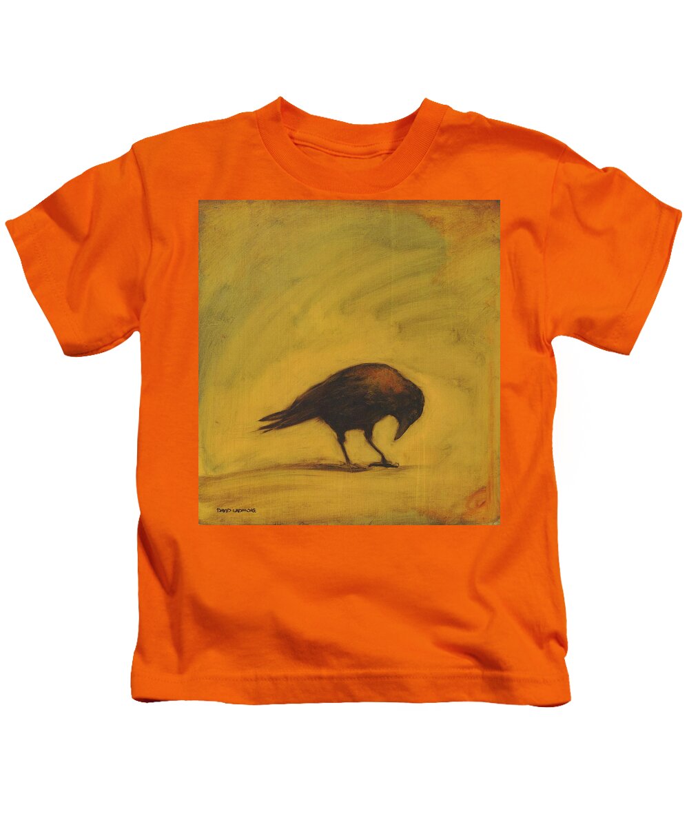 Crow Kids T-Shirt featuring the painting Crow 11 by David Ladmore