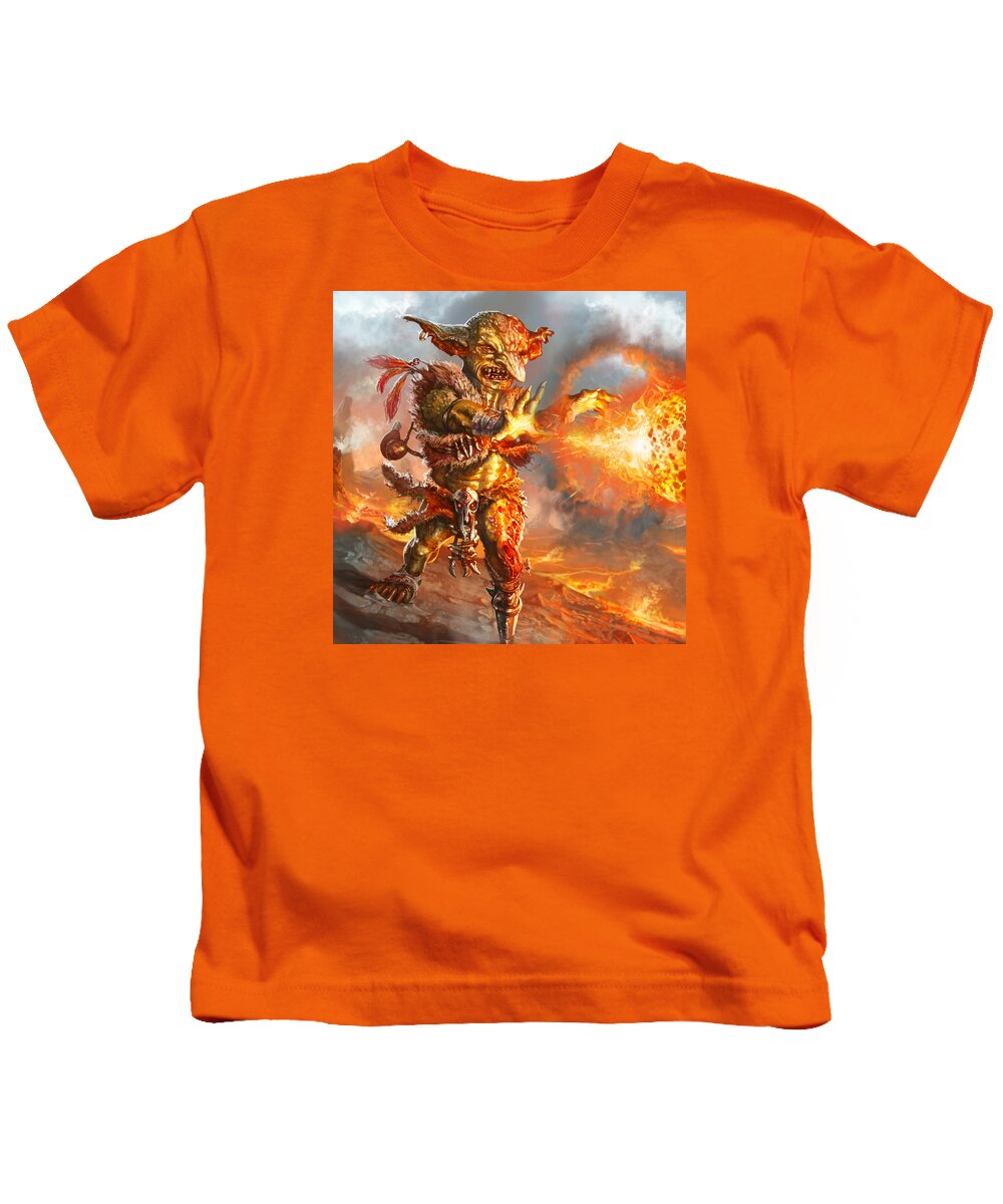 Magic The Gathering Kids T-Shirt featuring the digital art Embermage Goblin by Ryan Barger