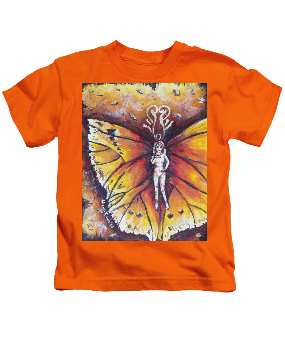 Fire Kids T-Shirt featuring the painting Free as the Flame by Shana Rowe Jackson