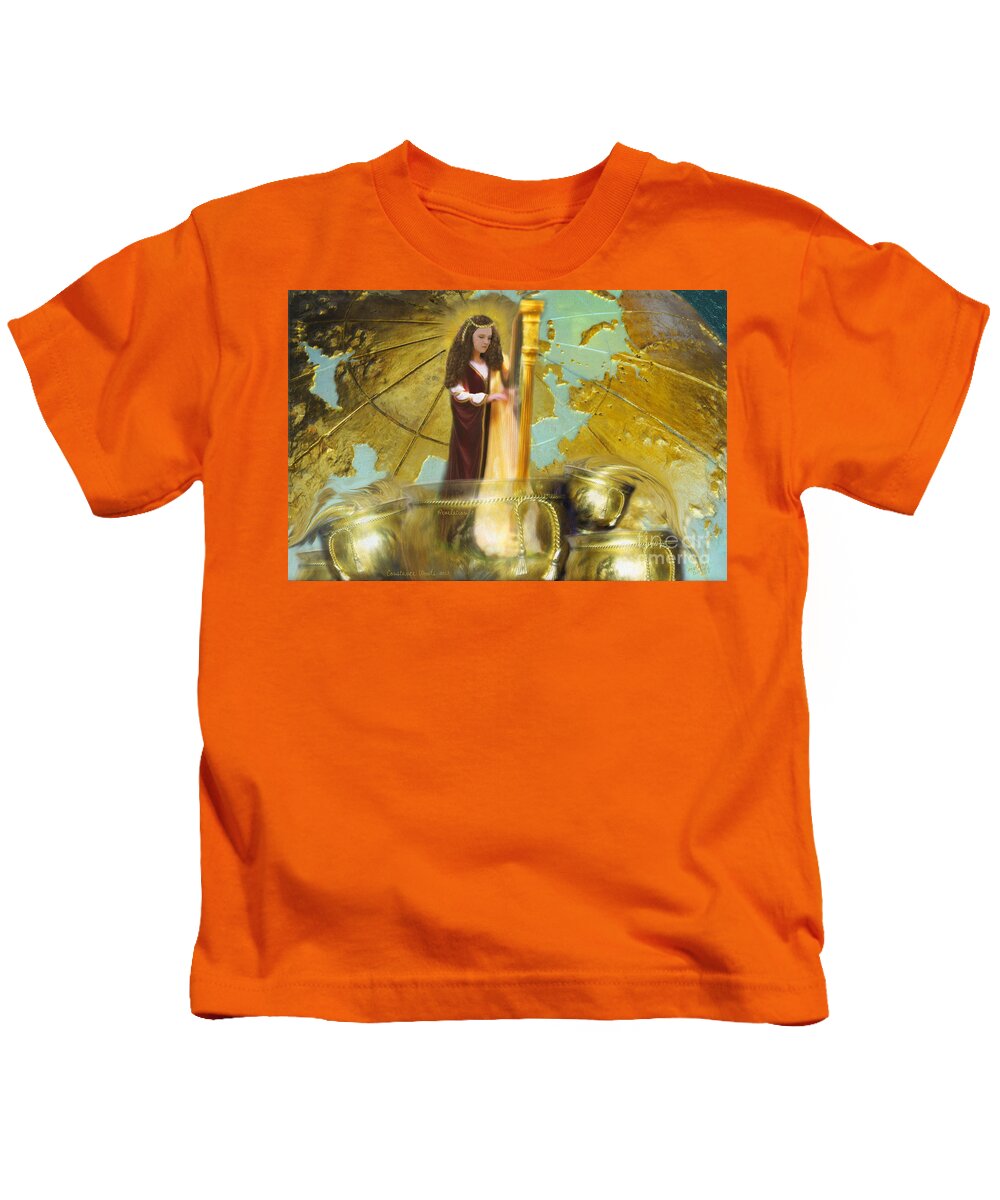 Prophetic Art Kids T-Shirt featuring the painting Golden Bowls of Prayer by Constance Woods