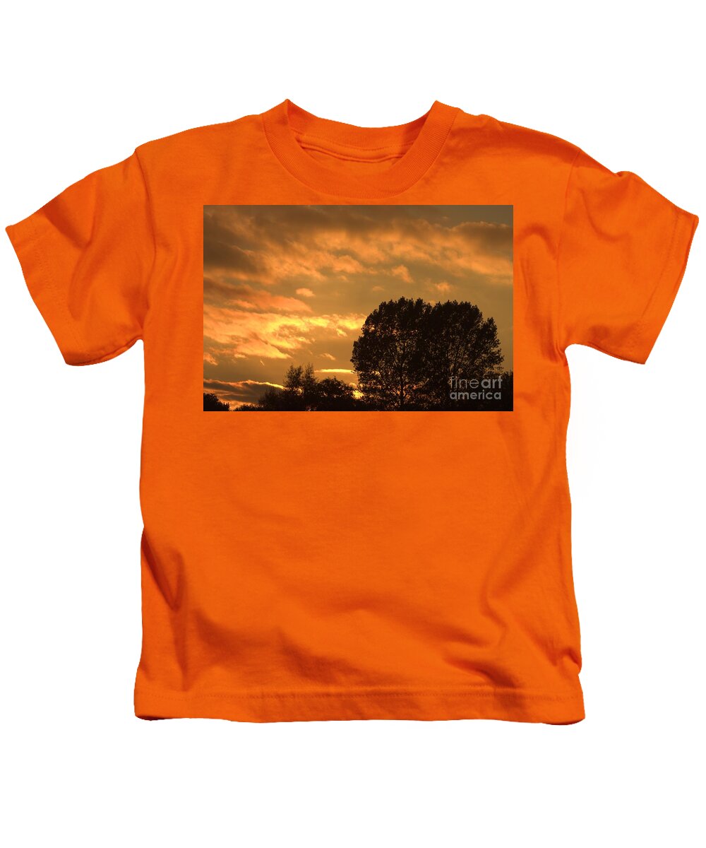 Sunset Silhouette Kids T-Shirt featuring the photograph Golden Sunset Clouds by Jeremy Hayden
