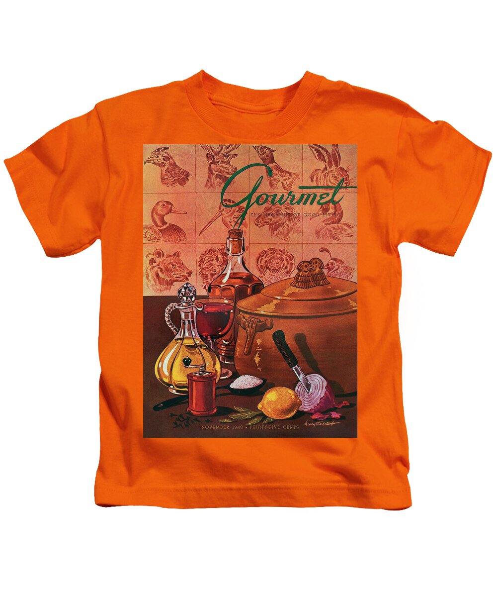 Illustration Kids T-Shirt featuring the photograph Gourmet Cover Featuring A Casserole Pot by Henry Stahlhut