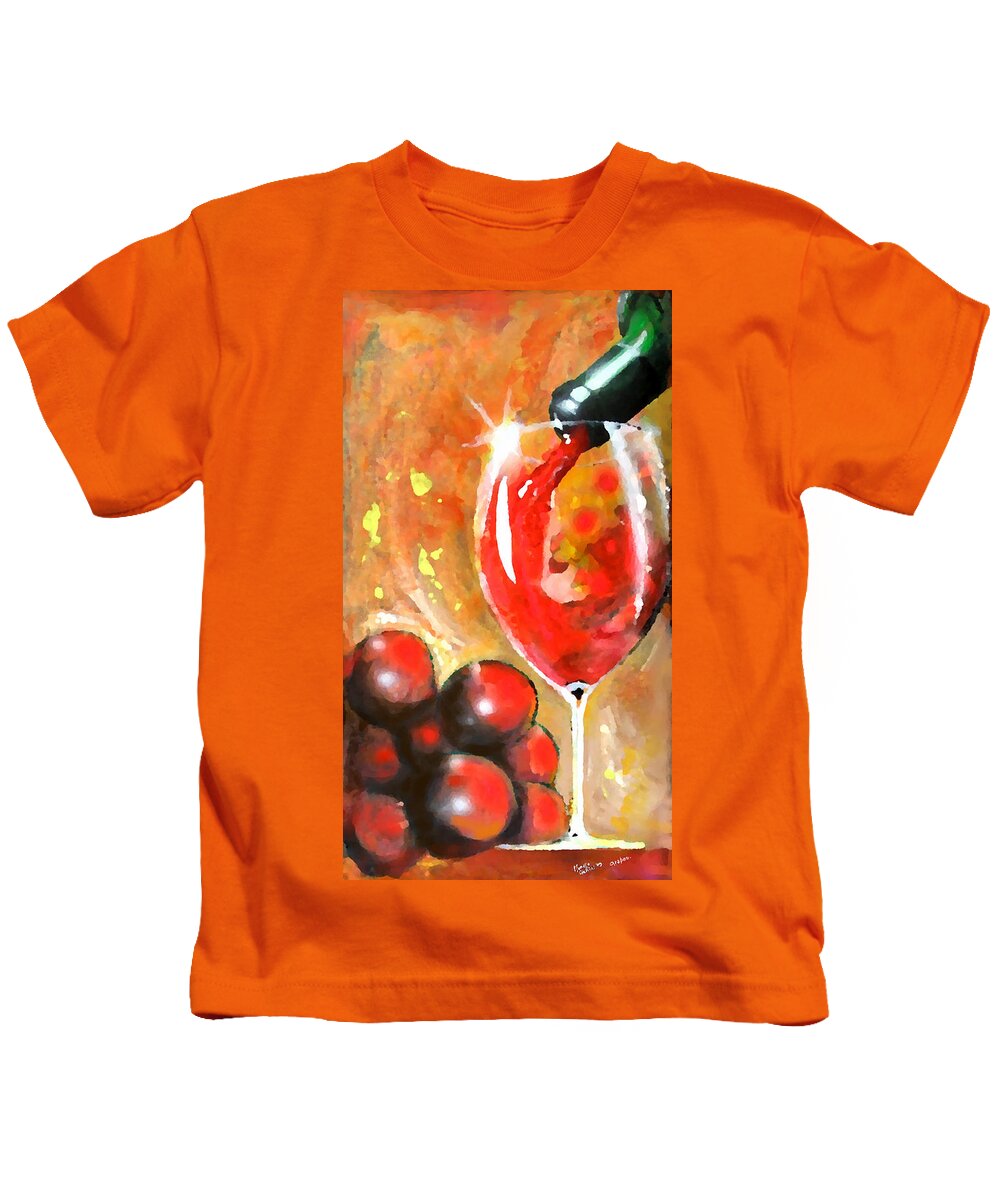 Expressionism Kids T-Shirt featuring the painting Grapes by Marcello Cicchini