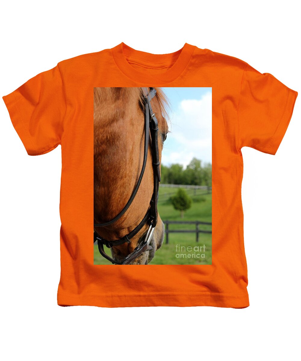 Horse Kids T-Shirt featuring the photograph Horse View by Janice Byer