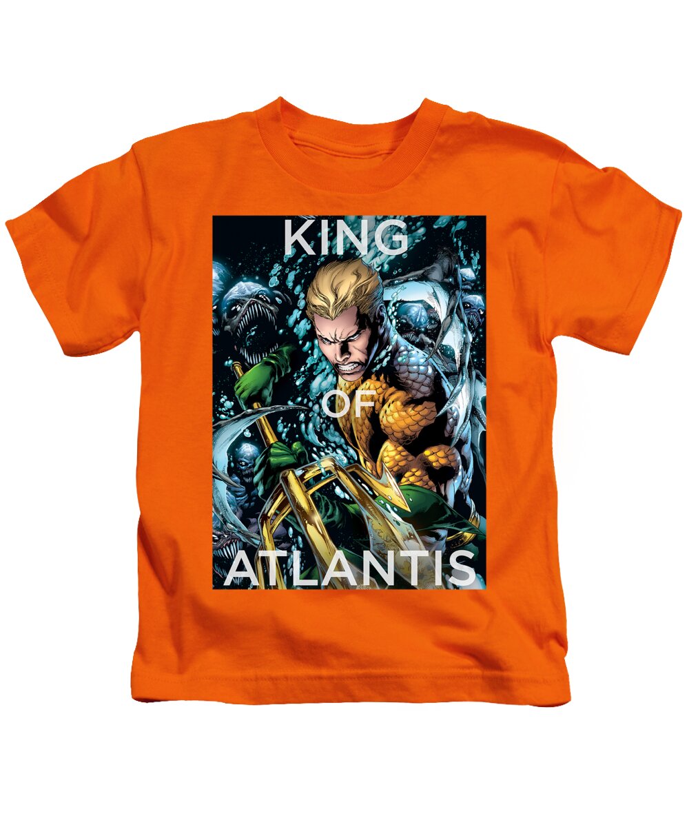 Kids T-Shirt featuring the digital art Jla - King Of Atlantis by Brand A