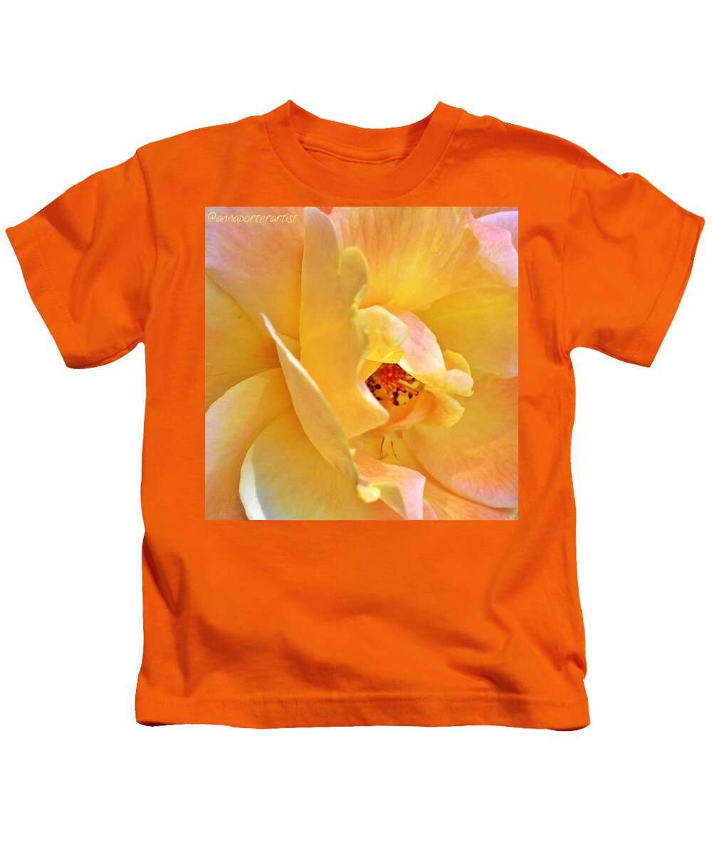 Yellow Kids T-Shirt featuring the photograph Lovely Yellow And Peach Rose by Anna Porter