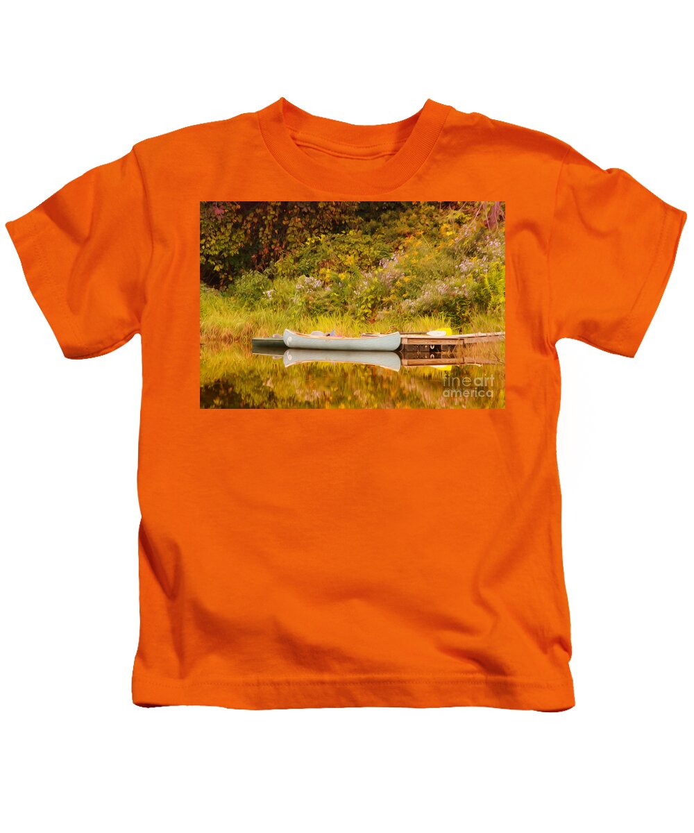 Canoe Kids T-Shirt featuring the photograph Montpelier Canoe by Deborah Benoit
